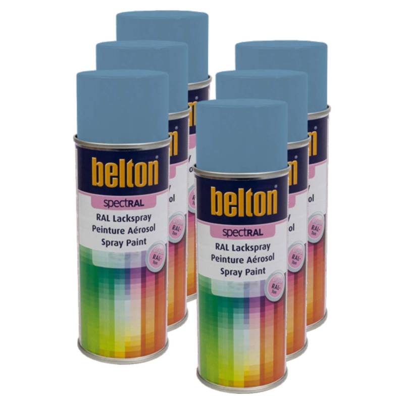 Kwasny 6X Belton Spectral RAL Lackspray Lack Spray Spraylack Pastellblau Hochglanz RAL 5024 400 Ml von Kwasny