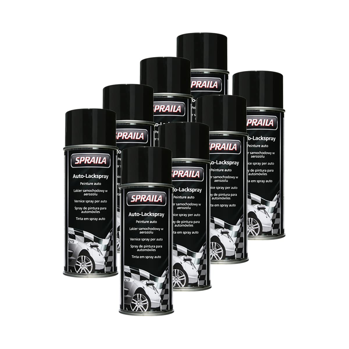 Kwasny 8X 300 905 Auto-K SPRAILA Spraila Lackspray schwarz Glanz 500ml von Kwasny