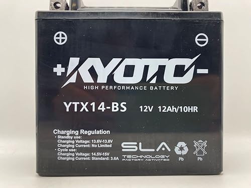 Kyoto Batterie AGM YTX14-BS SLA Ersatzbatterie für Kawasaki QUAD KVF PRAIRIE 4X4 360 2003/2013 von Kyoto