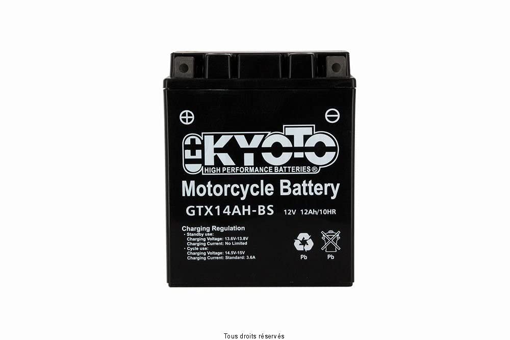 Motorradbatterie Kyoto GTX14AH-BS (YTX14AH-BS) - Wartungsfrei - 12 V 12 Ah - Maße: 134 x 89 x 166 mm kompatibel mit POLARIS Sportsman 570 2014- von Kyoto