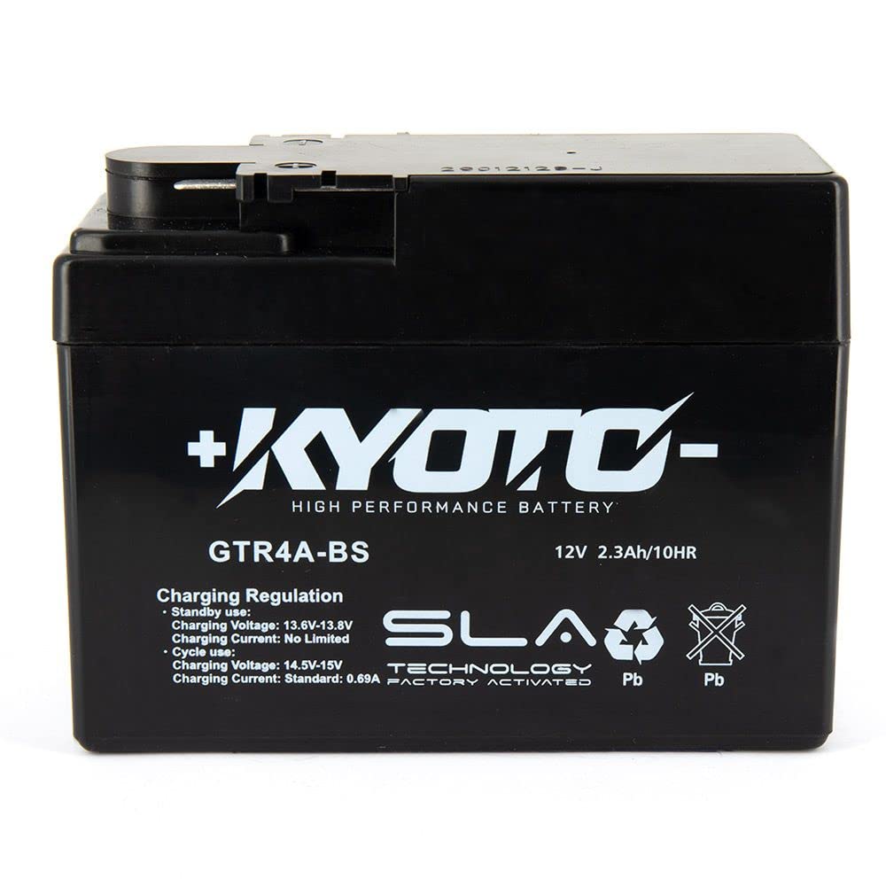 Motorradbatterie Kyoto SLA GTR4A-BS (YTR4A-BS) AGM - Wartungsfrei - 12 V 2.3 Ah - Maße: 113 x 48 x 85 mm kompatibel mit HONDA Monkey 50 von Kyoto