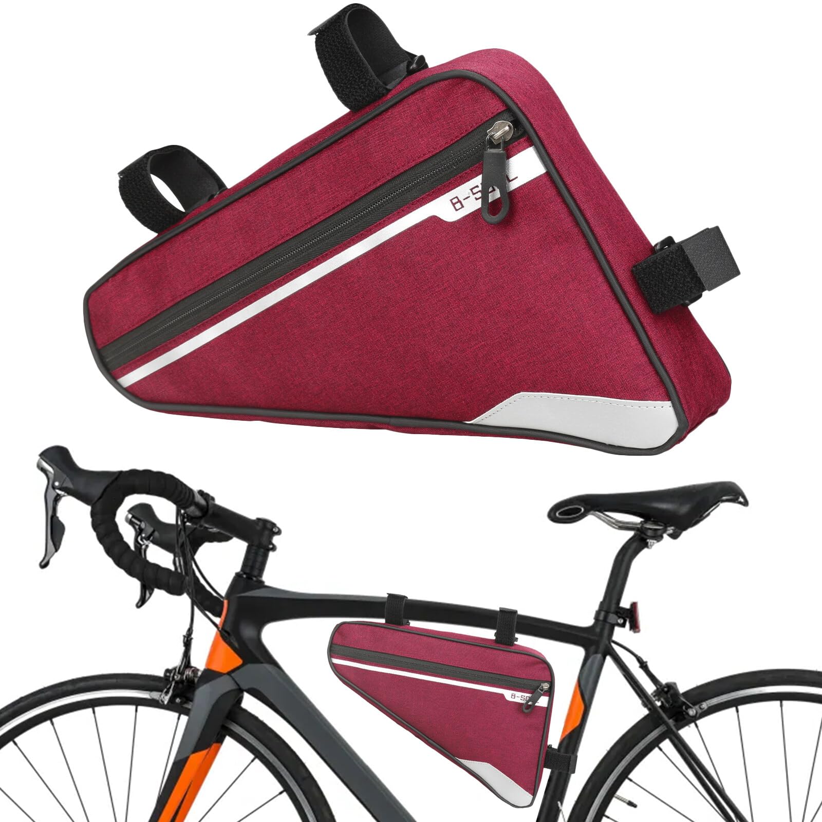 Kytpyi Fahrradtasche Rahmen, Rennrad Tasche, wasserdichte Hohe Kapazität Werkzeugtasche Fahrrad mit Reflexband für MTB usw, Haltbare Leichte Fahrradtasche Oberrohr für Handy Flickzeug Ausweis(Rot) von Kytpyi