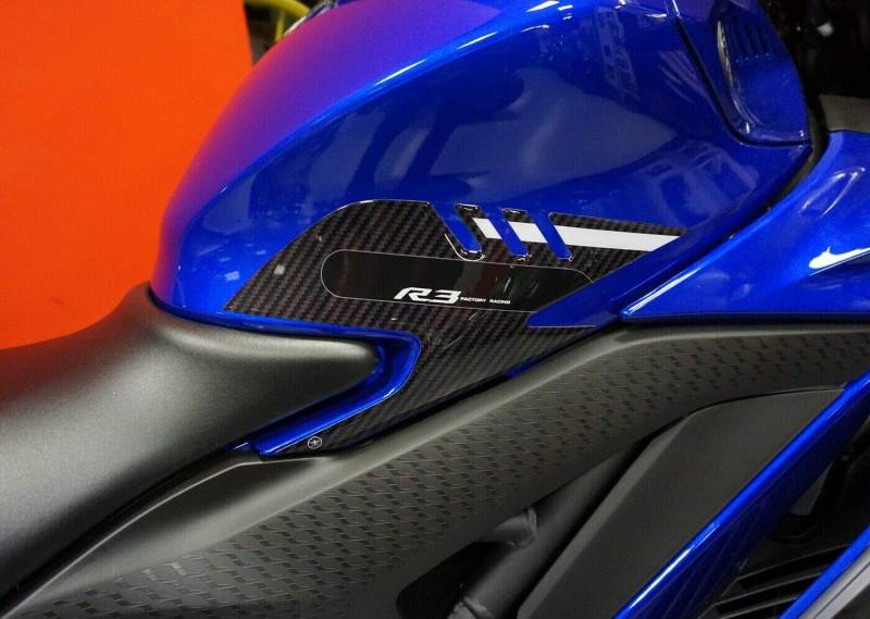 labelbike - 2 Aufkleber Dekorationen und Seitenschutz aus 3D-Gelharz für Motorradtank, kompatibel mit Yamaha R3 2019–2020 von LABELBIKE