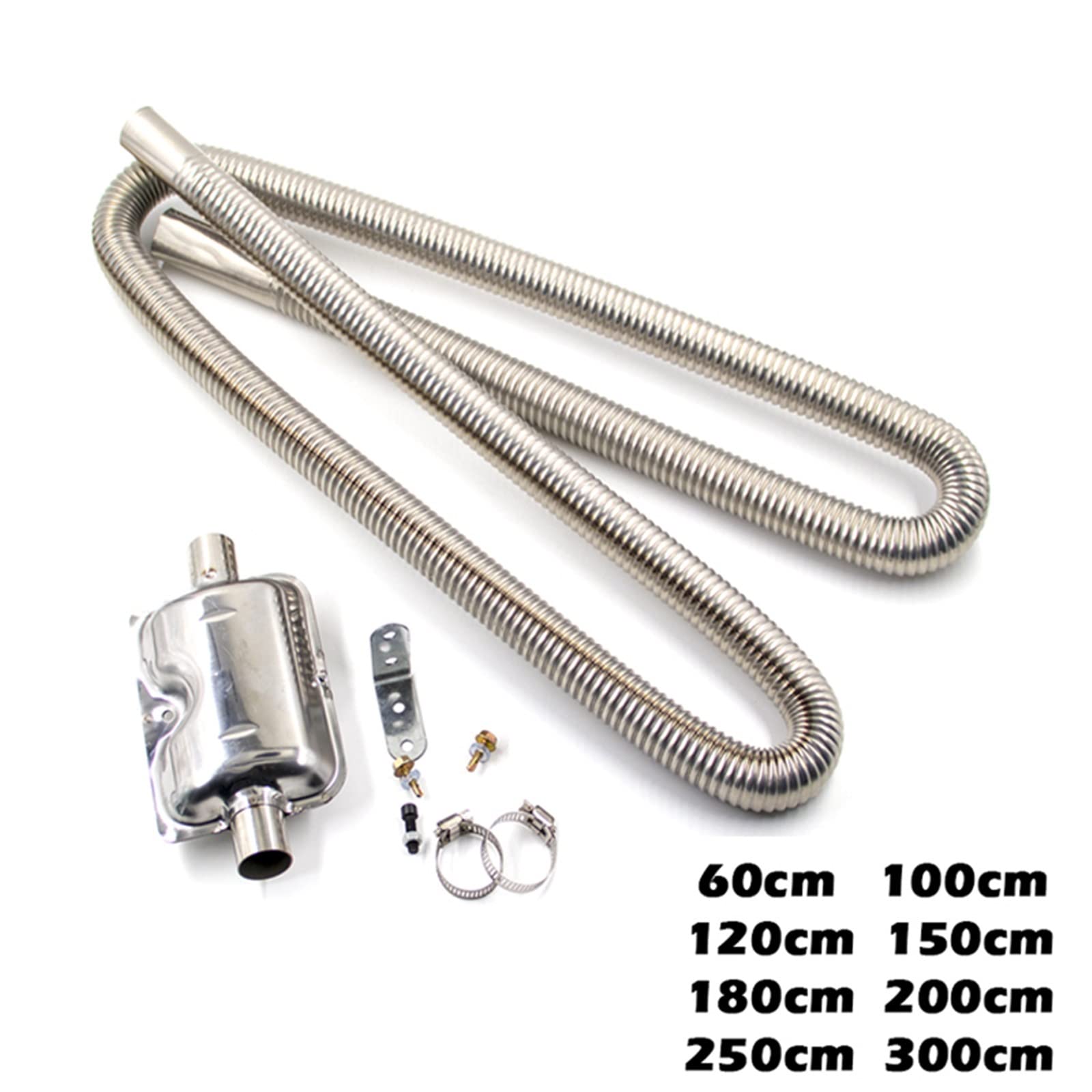 LABOIUF 60 cm 100 cm 120 cm 150 cm 200 cm 250 cm 300 cm Standheizung Diesel Heizung Auspuff Rohrschellen Schlauchschellen Passend for Webasto Heizungen Heizungsteile und Zubehör(60cm Silencer) von LABOIUF