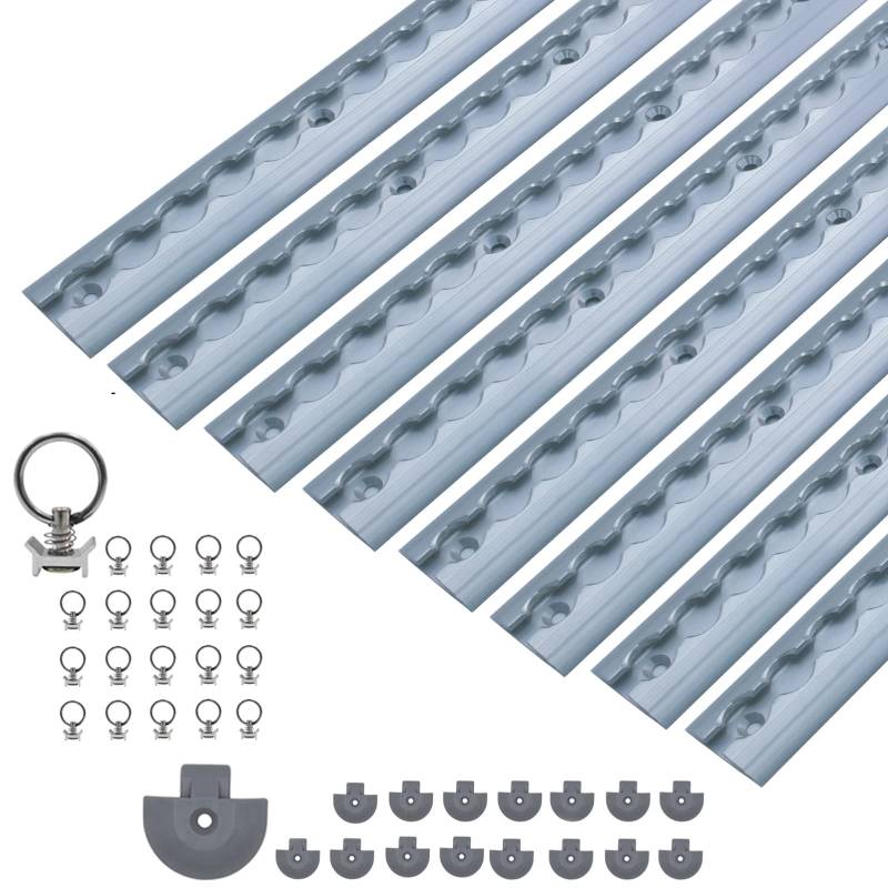 LABT Airlineschienen Set | halbrund Silber eloxiert | Sparset mit Fitting + Endkappen | Ladungssicherung für LKWs, Anhänger und Wohnmobile | Gebohrte Zurrschiene | (Sparpack 10) von LABT