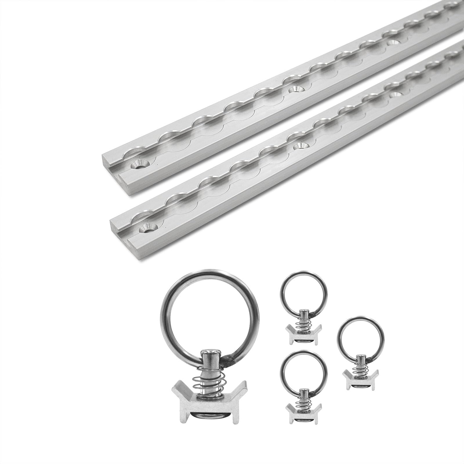 LABT Aluminium Airlineschienen Set mit Fittingen. 2X 1m Schienen 4X Zurrösen Eckige Airlineschiene zur Ladungssicherung für Anhänger, LKW, Wohnmobile - eloxierte Zurrschiene (Set 6) von LABT