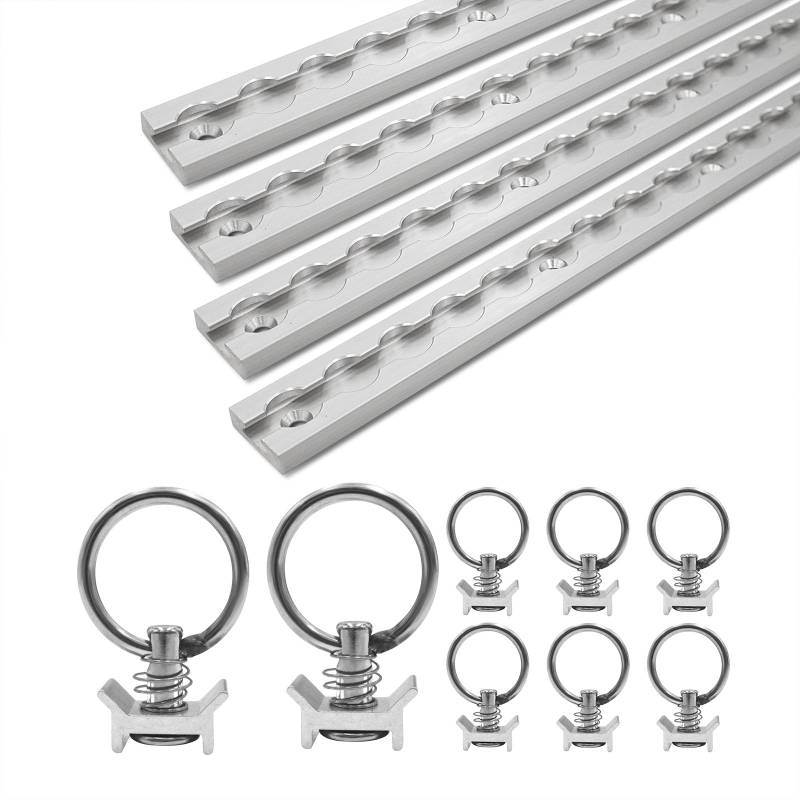 LABT Aluminium Airlineschienen Set mit Fittingen. 4X 0,5m Schienen 8X Zurrösen Eckige Airlineschiene zur Ladungssicherung für Anhänger, LKW, Wohnmobile - eloxierte Zurrschiene (Set 9) von LABT