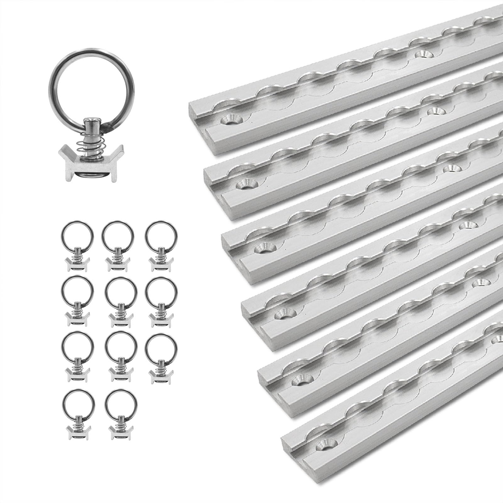 LABT Aluminium Airlineschienen Set mit Fittingen. 6X 1,5m Schienen 12x Zurrösen Eckige Airlineschiene zur Ladungssicherung für Anhänger, LKW, Wohnmobile - eloxierte Zurrschiene (Set 14) von LABT