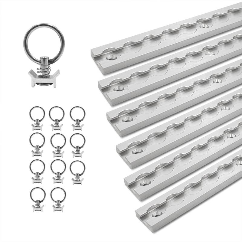 LABT Aluminium Airlineschienen Set mit Fittingen. 6X 1m Schienen 12x Zurrösen Eckige Airlineschiene zur Ladungssicherung für Anhänger, LKW, Wohnmobile - eloxierte Zurrschiene (Set 13) von LABT