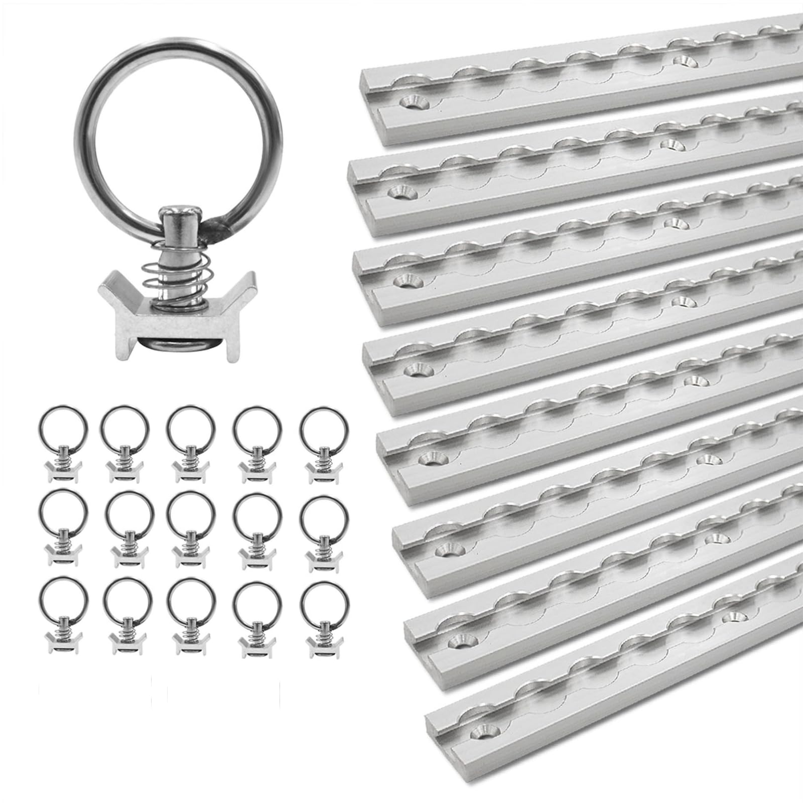 LABT Aluminium Airlineschienen Set mit Fittingen. 8X 1m Schienen 16x Zurrösen Eckige Airlineschiene zur Ladungssicherung für Anhänger, LKW, Wohnmobile - eloxierte Zurrschiene (Set 16) von LABT