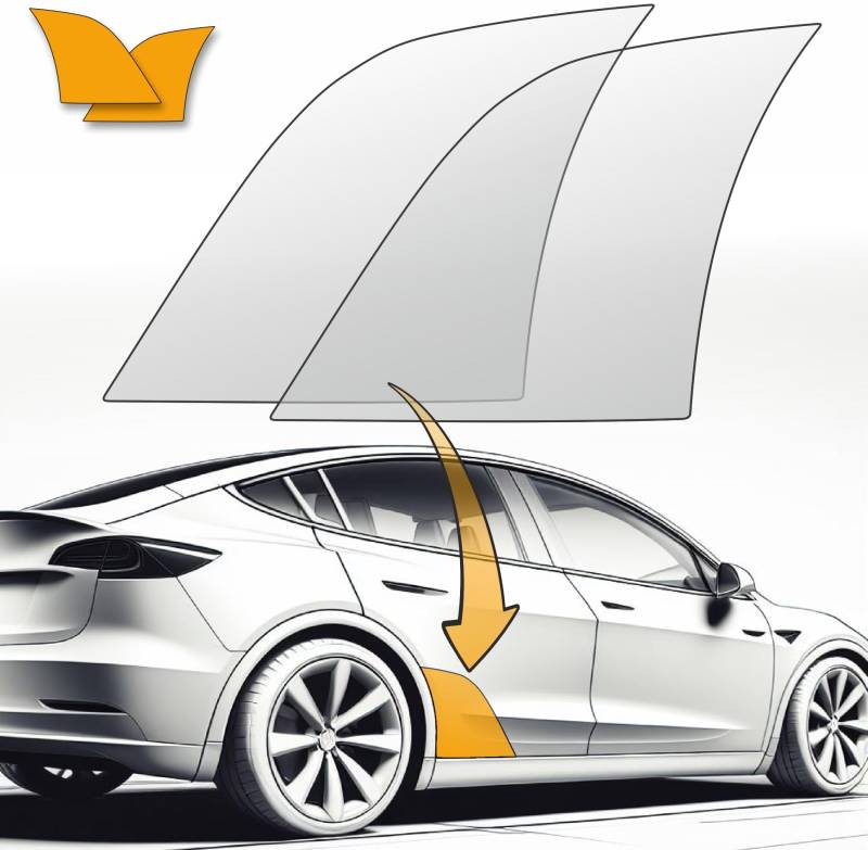 LACKSCHUTZSHOP Radlauf Lackschutzfolie transparent passend für Tesla Model Y - Radkasten, Lackschutzfolie, Steinschlagschutz - Transparent glänzende Selbstklebende Folie inkl. Montage-Zubehör von LACKSCHUTZSHOP