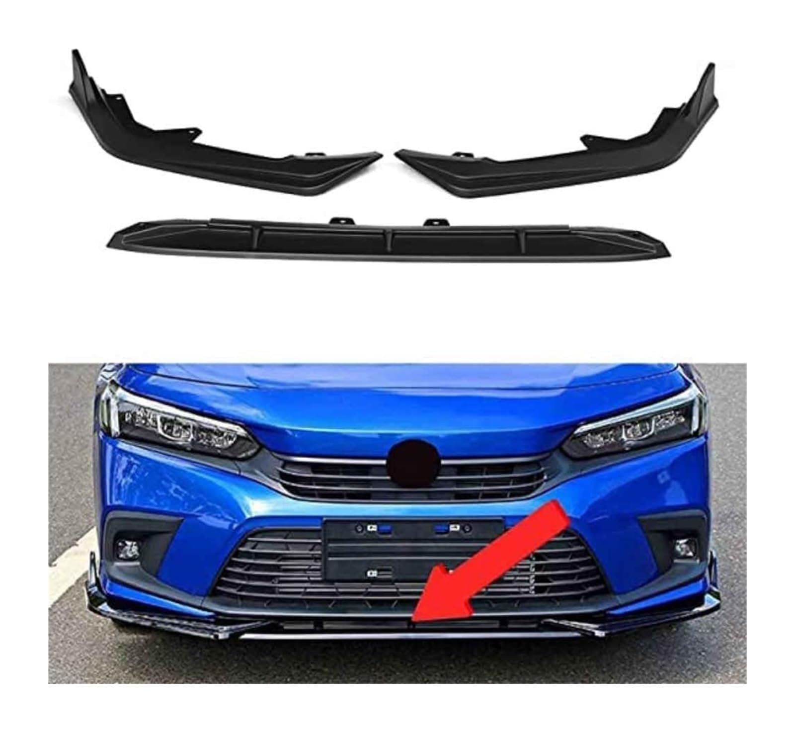 Frontstoßstange Spoiler Für Elfte 11. Generation Für Civic 2021-2022 Frontstoßstange Lippe Kinnspoiler Carbonfaser-Look Frontdiffusor Diffusor Normal-C Mattschwarz(CMatteBlack) von LADPZJNW