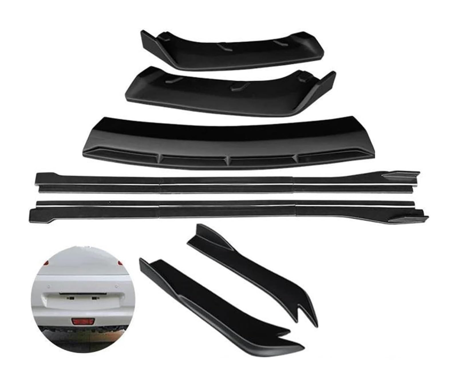 Frontstoßstange Spoiler Für G25 G35 G37 Limousine 2007–2013 Auto-Frontstoßstange Splitter Diffusor Lippenschutz Spoiler Seitenschweller Hinterer Wickelwinkel(Two Door Matte Black B) von LADPZJNW