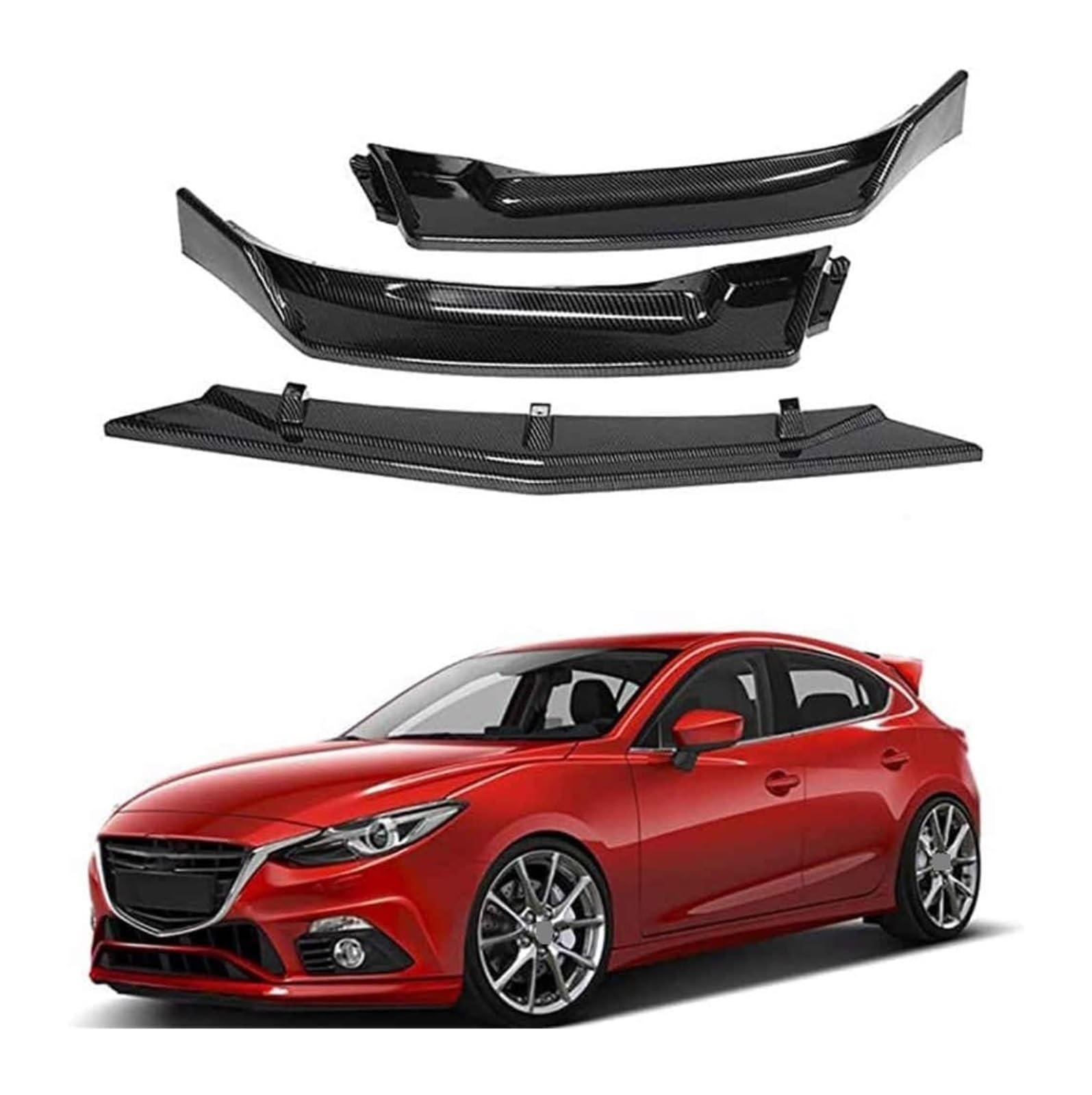 Frontstoßstange Spoiler Für Mazda 3 Für Axela 2014-2018 Frontschürze Lippe Kinn Spoiler Carbon Look Front Diffusor Diffusor Normal-C Matt(ACarbonFiber) von LADPZJNW