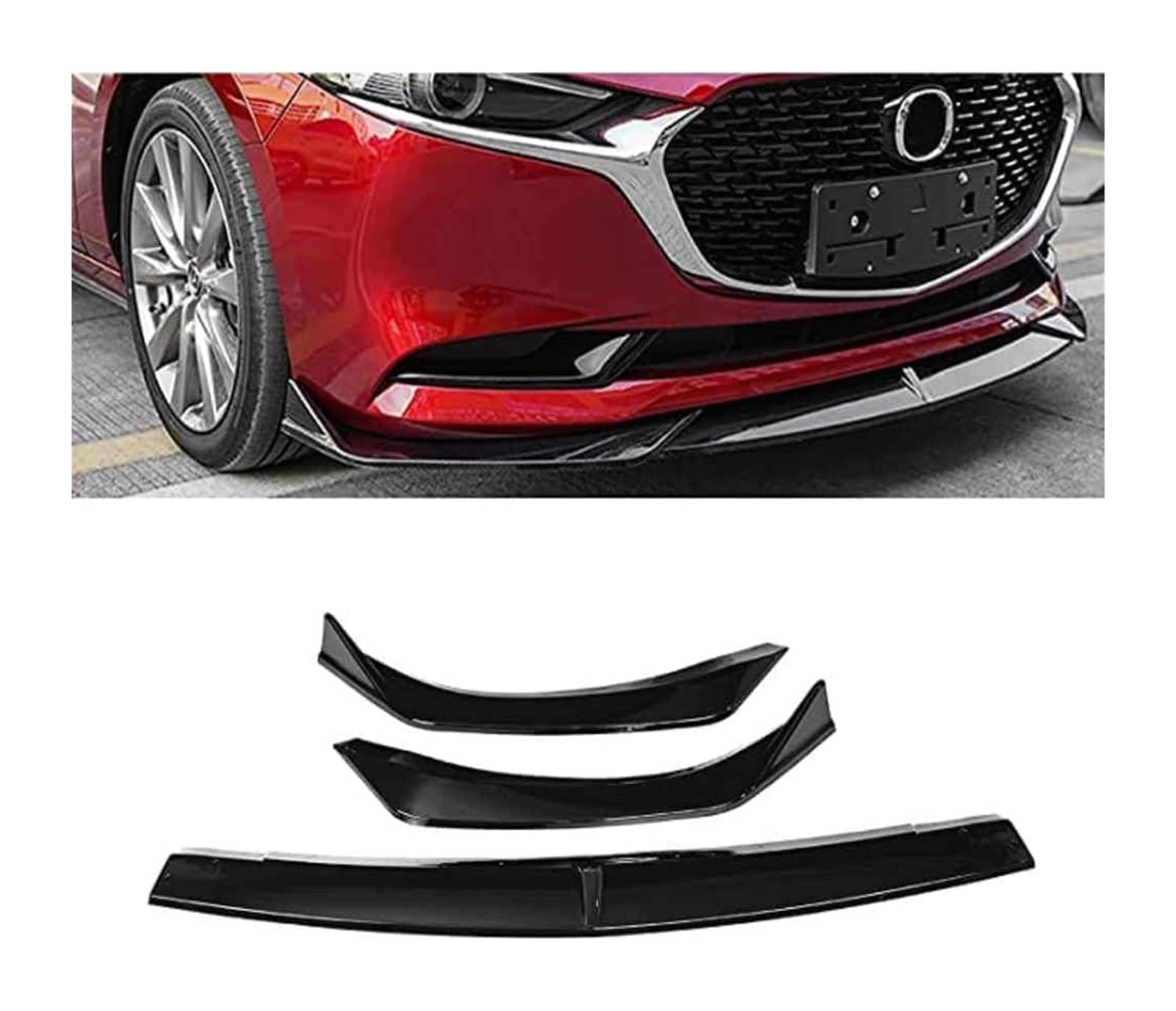 Frontstoßstange Spoiler Für Mazda 3 Limousine Für Axela 2019 2020 Frontschürze Lippe Kinn Spoiler Carbon Look Front Diffusor Diffusor Normal-C Matt(BGlossy) von LADPZJNW