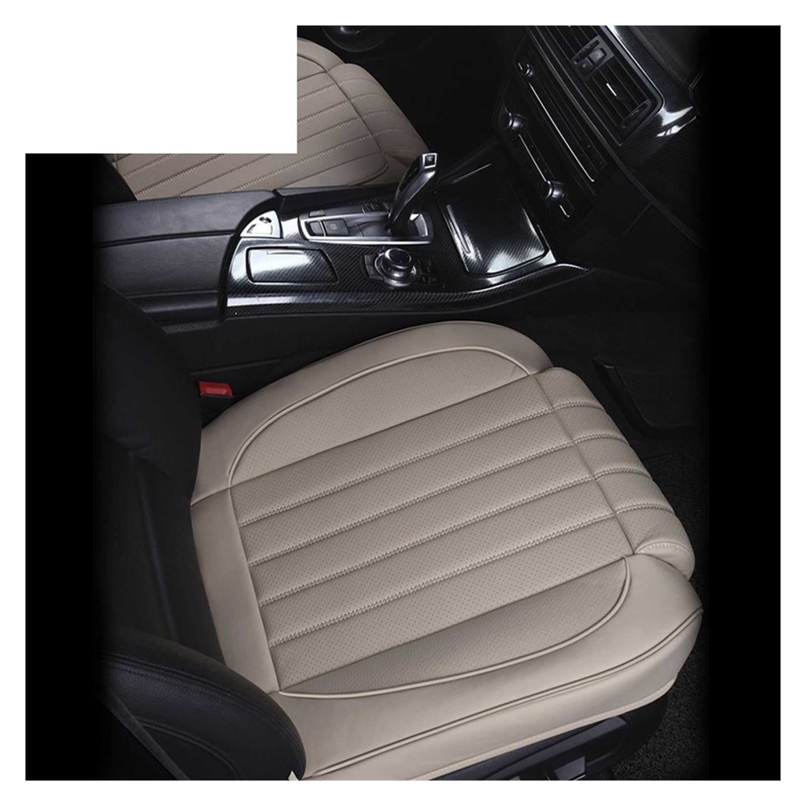 LADPZJNW Autositzbezüge Atmungsaktives PU-Leder-Autositzbezug-Set, universelles Autositzkissen-Schutzmattenpolster für Autositze. Sitzbezügesets(Beige,2 pcs Front seat Covers) von LADPZJNW