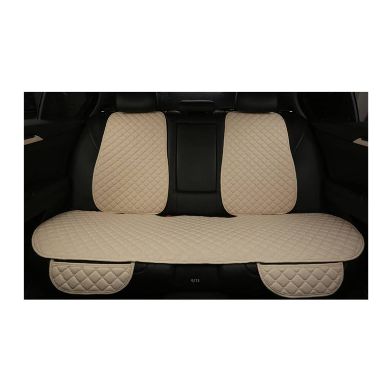 LADPZJNW Autositzbezüge Autositzbezüge, atmungsaktiv, vorne/hinten, separater Rückenlehnen-Sitzbezug, Leinen, für Autos, Innendetails. Sitzbezügesets(Beige,1 Set Rear Cover) von LADPZJNW