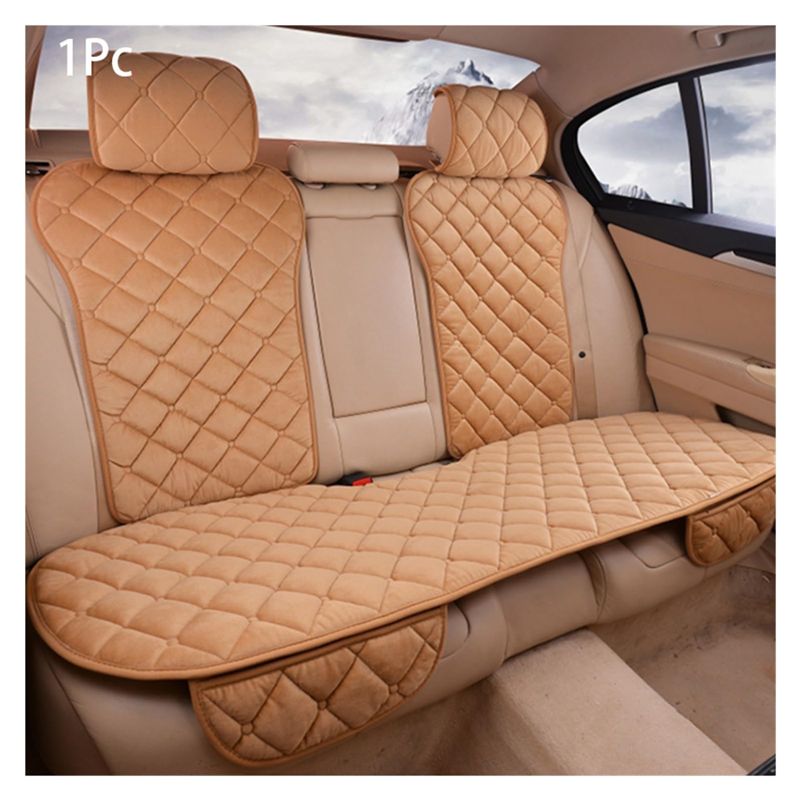 LADPZJNW Autositzbezüge Autositzbezug-Set, universelles rosa Sitzkissen, Autositzschutzmatte, Autobezüge. Sitzbezügesets(Beige,1xRear Seat Covers) von LADPZJNW