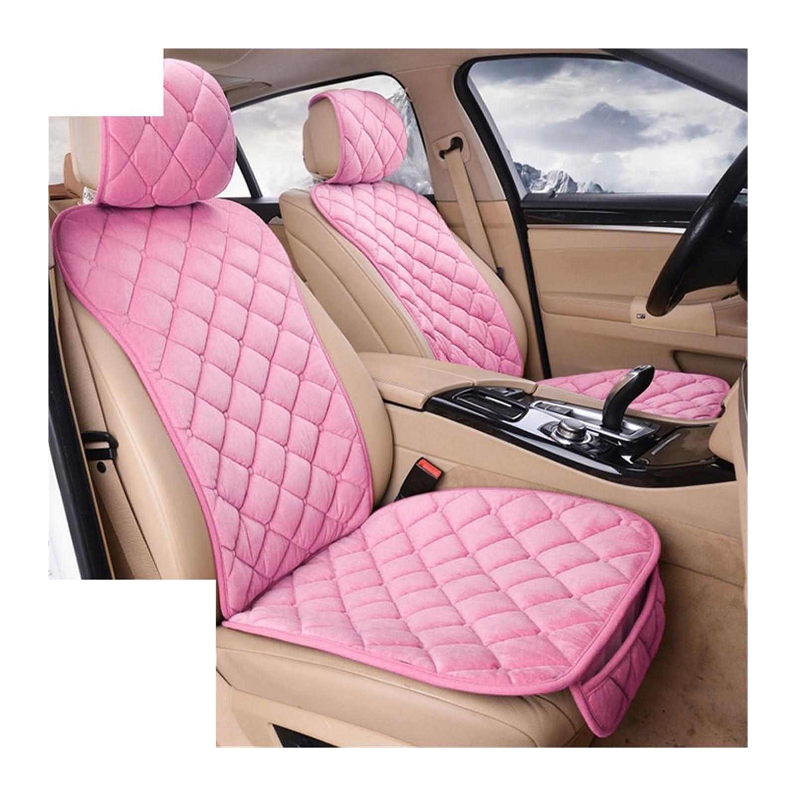 LADPZJNW Autositzbezüge Autositzbezug-Set, universelles rosa Sitzkissen, Autositzschutzmatte, Autobezüge. Sitzbezügesets(Rosa,2xFront Seat Covers) von LADPZJNW