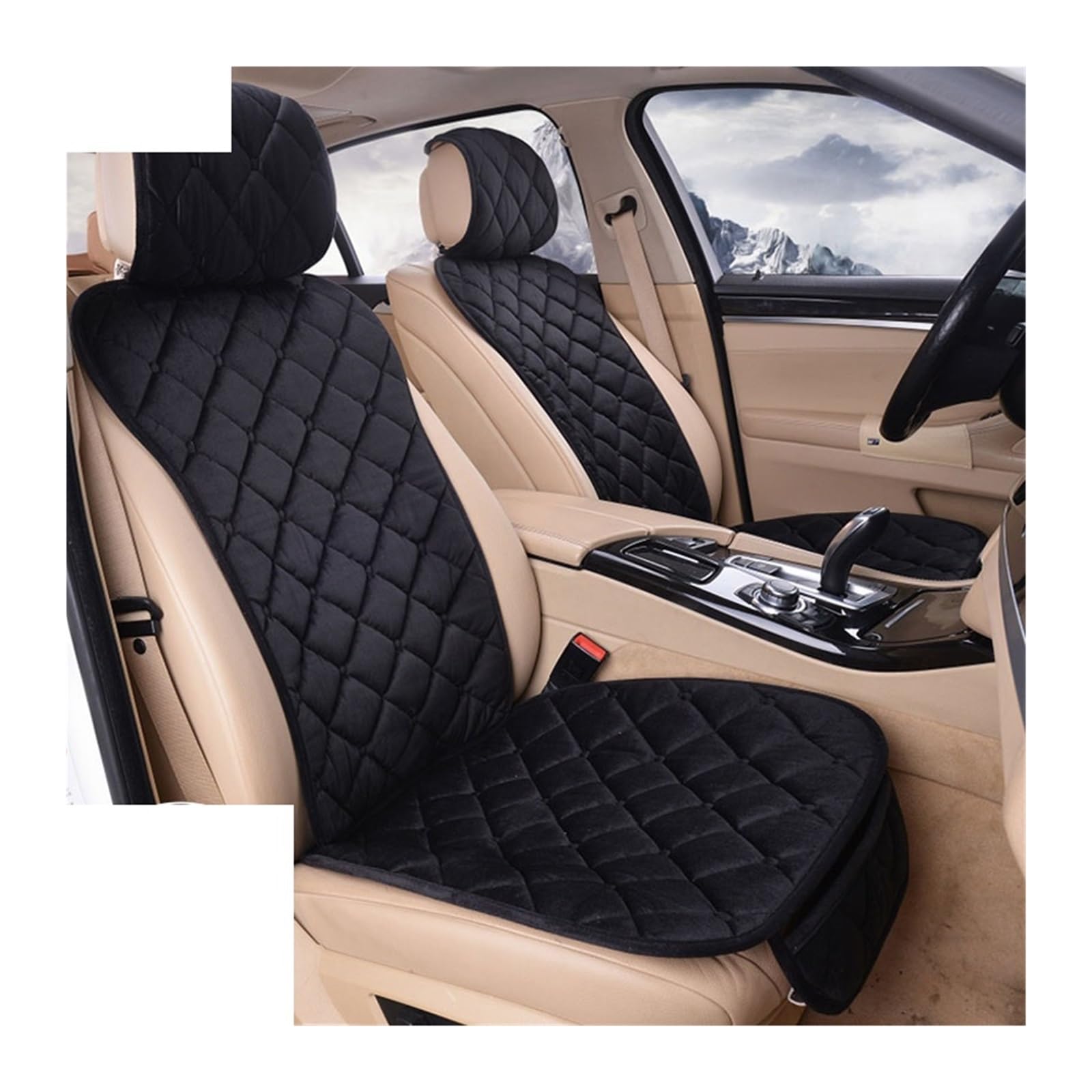 LADPZJNW Autositzbezüge Autositzbezug-Set, universelles rosa Sitzkissen, Autositzschutzmatte, Autobezüge. Sitzbezügesets(Schwarz,2xFront Seat Covers) von LADPZJNW