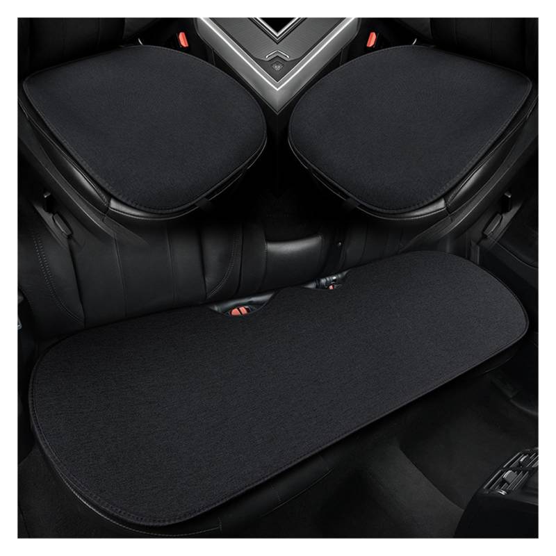 LADPZJNW Autositzbezüge Flax Autositzbezug, atmungsaktiv, Leinenstoff, vorne und hinten, Kissenschutz, Matte, universell einsetzbar. Sitzbezügesets(Schwarz,Set of seat Covers) von LADPZJNW