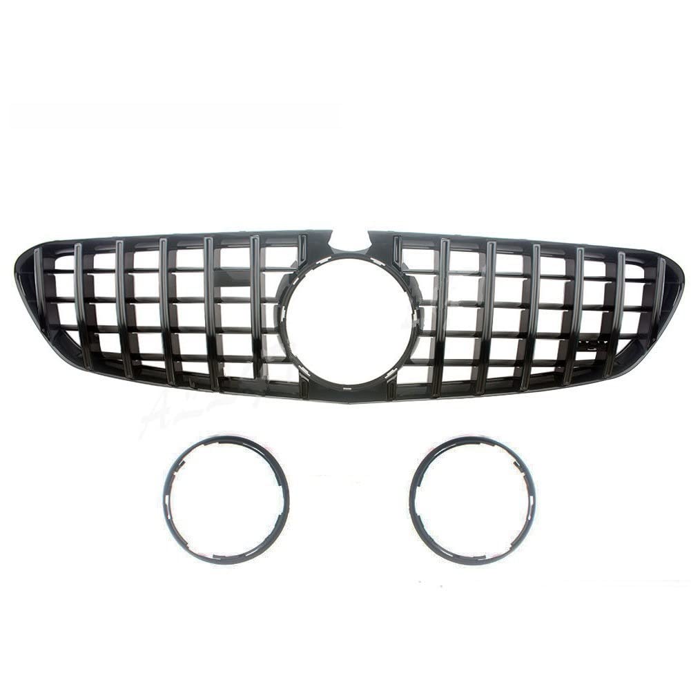 LADPZJNW Autositzbezüge Front-Racing-Stoßfängergitter Oberer Grill Für M&ercedes Für B&ENZ Für W217 Für S63 Für AMG Für Coupé 2018-2021 Sitzbezügesets(Schwarz) von LADPZJNW