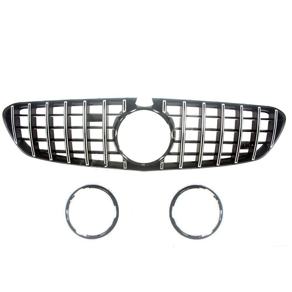 LADPZJNW Autositzbezüge Front-Racing-Stoßfängergitter Oberer Grill Für M&ercedes Für B&ENZ Für W217 Für S63 Für AMG Für Coupé 2018-2021 Sitzbezügesets(Silber) von LADPZJNW