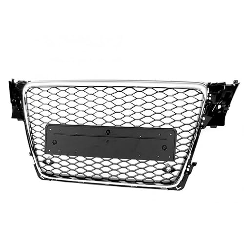 LADPZJNW Autositzbezüge Für A4 Für B8 Für S4 Für S-Line 2009-2012 Vorderer Racing-Grill, Waben-Stoßfänger, Motorgitterschutz Sitzbezügesets(Chrome Frame Black) von LADPZJNW