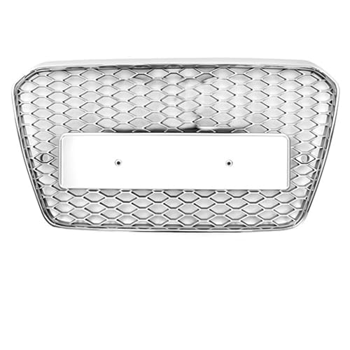 LADPZJNW Autositzbezüge Für A5 Für B8.5 Für S5 Für S-Linie Für RS5 Style ABS 2012-2015 Frontstoßstange Honeycomb Motorschutz Autozubehör Racing Grills Sitzbezügesets(Chrome Silver Emblem) von LADPZJNW