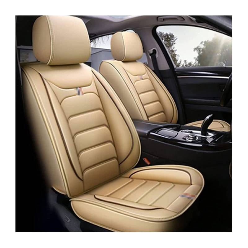 LADPZJNW Autositzbezüge Für F&Ord Rand 2015-2019 Benutzerdefinierte Autositzabdeckungen Voll Set Leder Sitz Abdeckung Protector Vorderen Hinteren Kissen Beschützer Alle Saisons Sitzbezügesets(Beige) von LADPZJNW