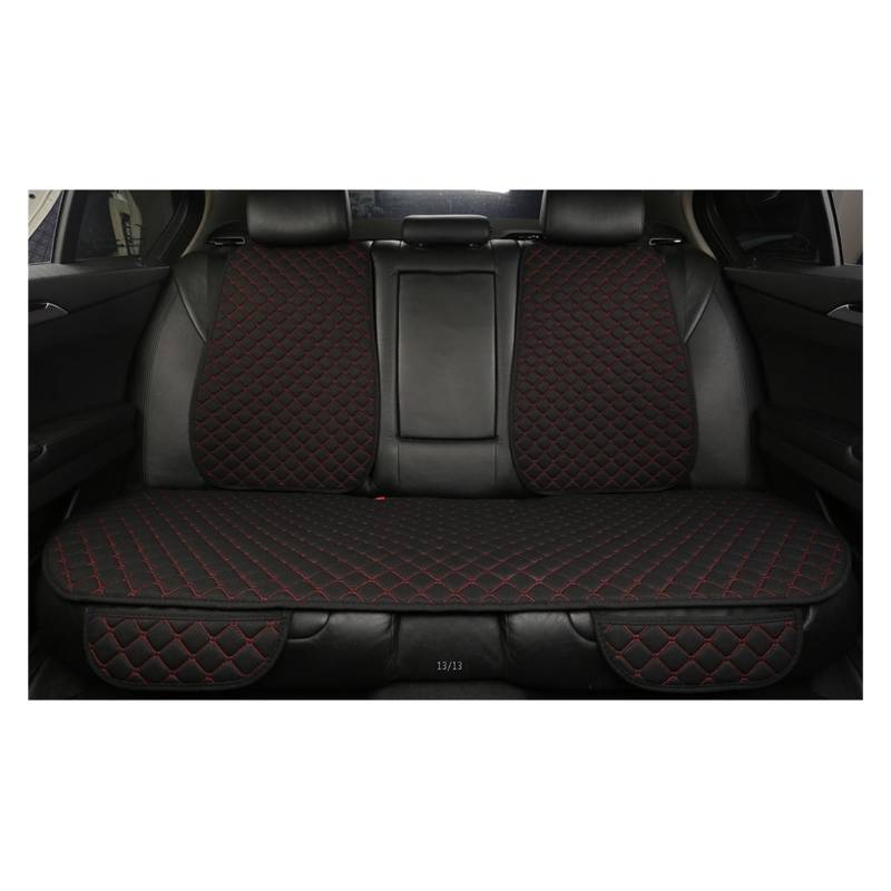 LADPZJNW Autositzbezüge Für Flachs-Autositzbezüge, atmungsaktiv, vorne/hinten, separater Rückenlehnen-Sitzbezug, Leinen. Sitzbezügesets(Black red,1 PCS Rear Seat Covers) von LADPZJNW