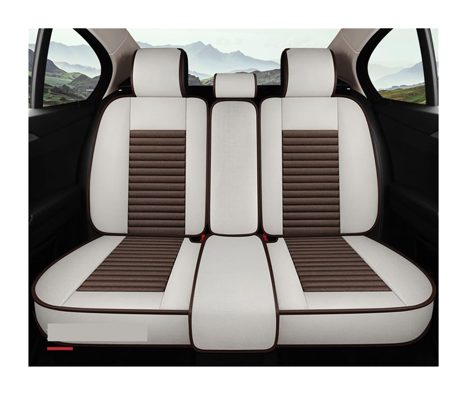 LADPZJNW Autositzbezüge Für T&oyota Für Prius Für CHR Land Cruiser 100 200 Auto Innen Zubehör Flachs Auto Sitz Abdeckung. Sitzbezügesets(Beige,Car Rear seat Cushion) von LADPZJNW