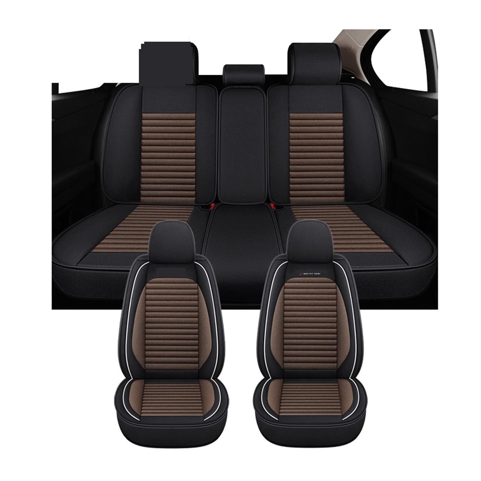 LADPZJNW Autositzbezüge Für T&oyota Für Prius Für CHR Land Cruiser 100 200 Auto Innen Zubehör Flachs Auto Sitz Abdeckung. Sitzbezügesets(Coffee,Set of car Cushion) von LADPZJNW