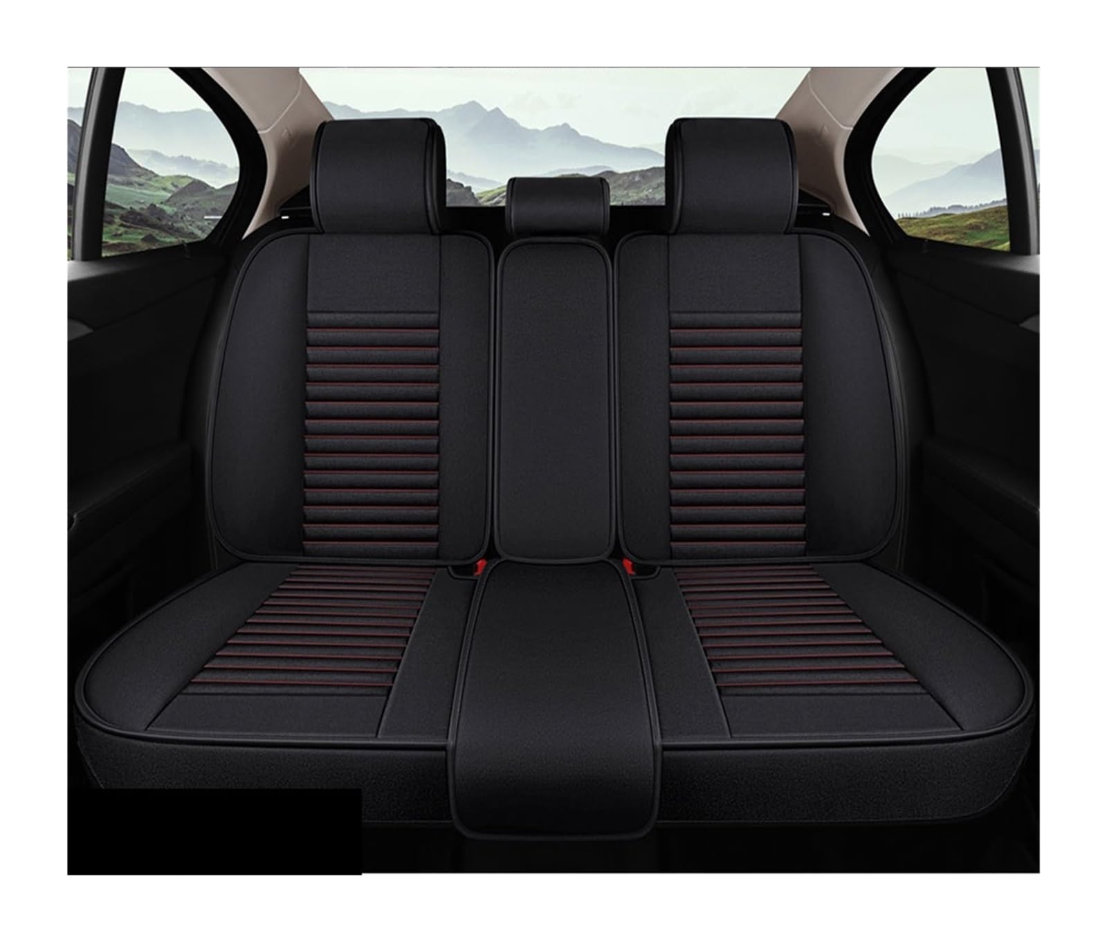 LADPZJNW Autositzbezüge Für T&oyota Für Prius Für CHR Land Cruiser 100 200 Auto Innen Zubehör Flachs Auto Sitz Abdeckung. Sitzbezügesets(Schwarz,Car Rear seat Cushion) von LADPZJNW