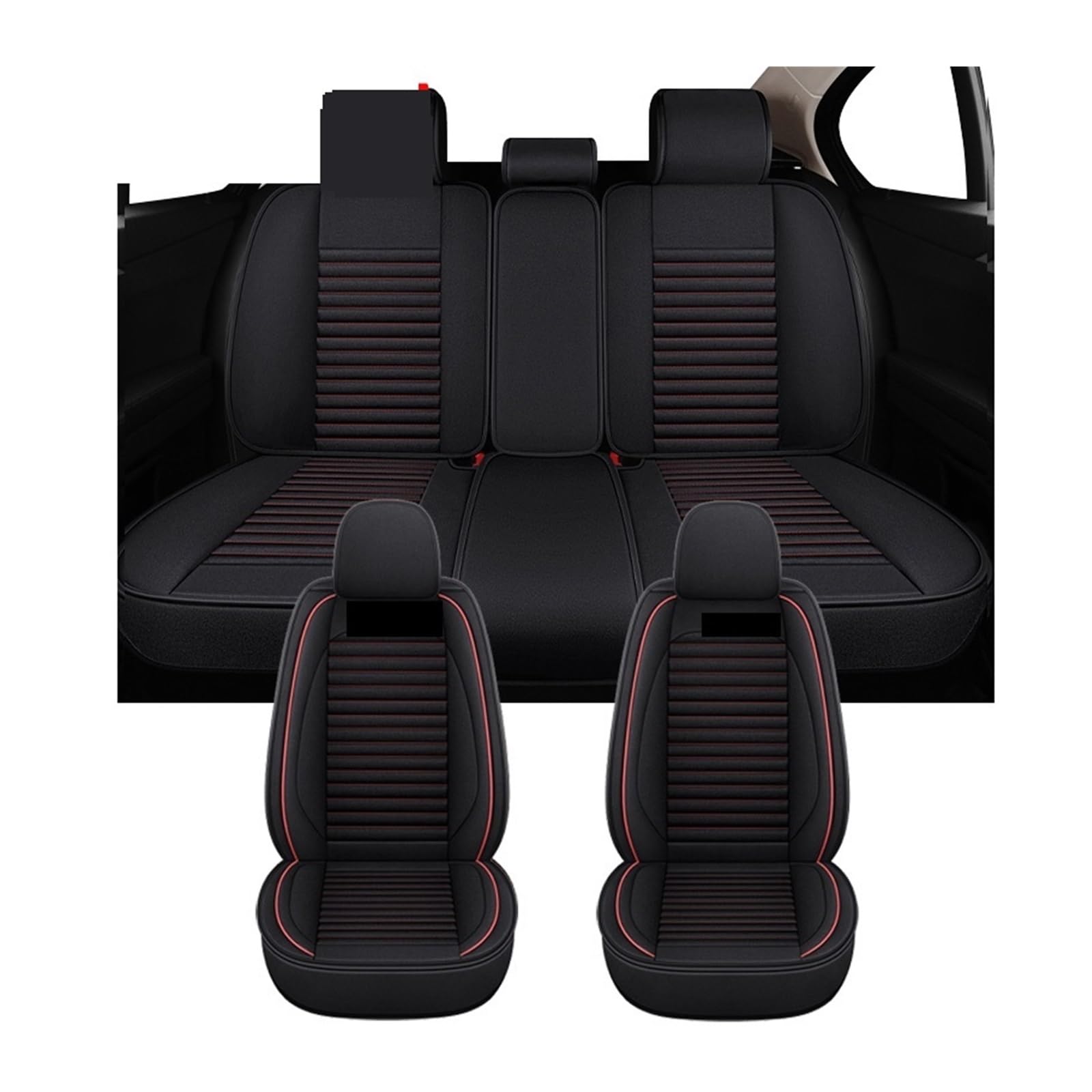 LADPZJNW Autositzbezüge Für T&oyota Für Prius Für CHR Land Cruiser 100 200 Auto Innen Zubehör Flachs Auto Sitz Abdeckung. Sitzbezügesets(Schwarz,Set of car Cushion) von LADPZJNW