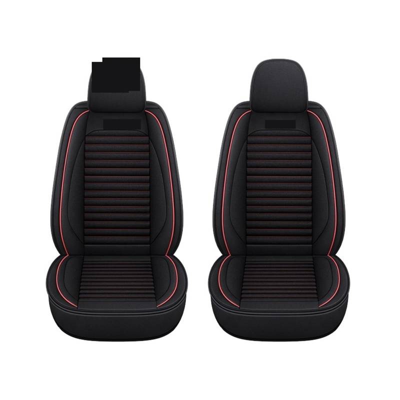 LADPZJNW Autositzbezüge Für den Innenraum des Autos, Flachs-Sitzbezug, Kissen, universeller Vier-Jahreszeiten-Surround-Autositz-Kantenschutz. Sitzbezügesets(Schwarz,Two Front seat Covers) von LADPZJNW