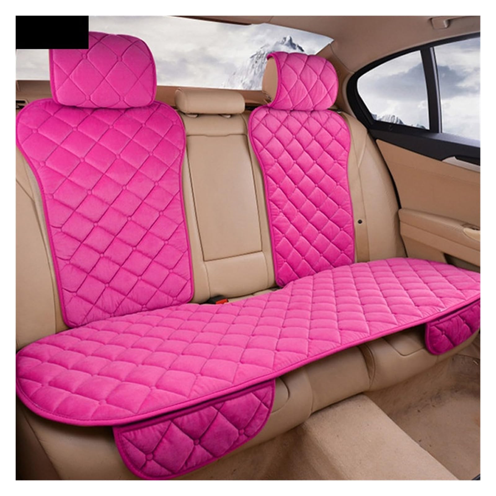 LADPZJNW Autositzbezüge Plüsch-Autositzkissen, universeller Sitzbezug, Autositzschutzmatte, Autobezüge für Einzelsitz vorne. Sitzbezügesets(Rosa,1xRear Seat Covers) von LADPZJNW