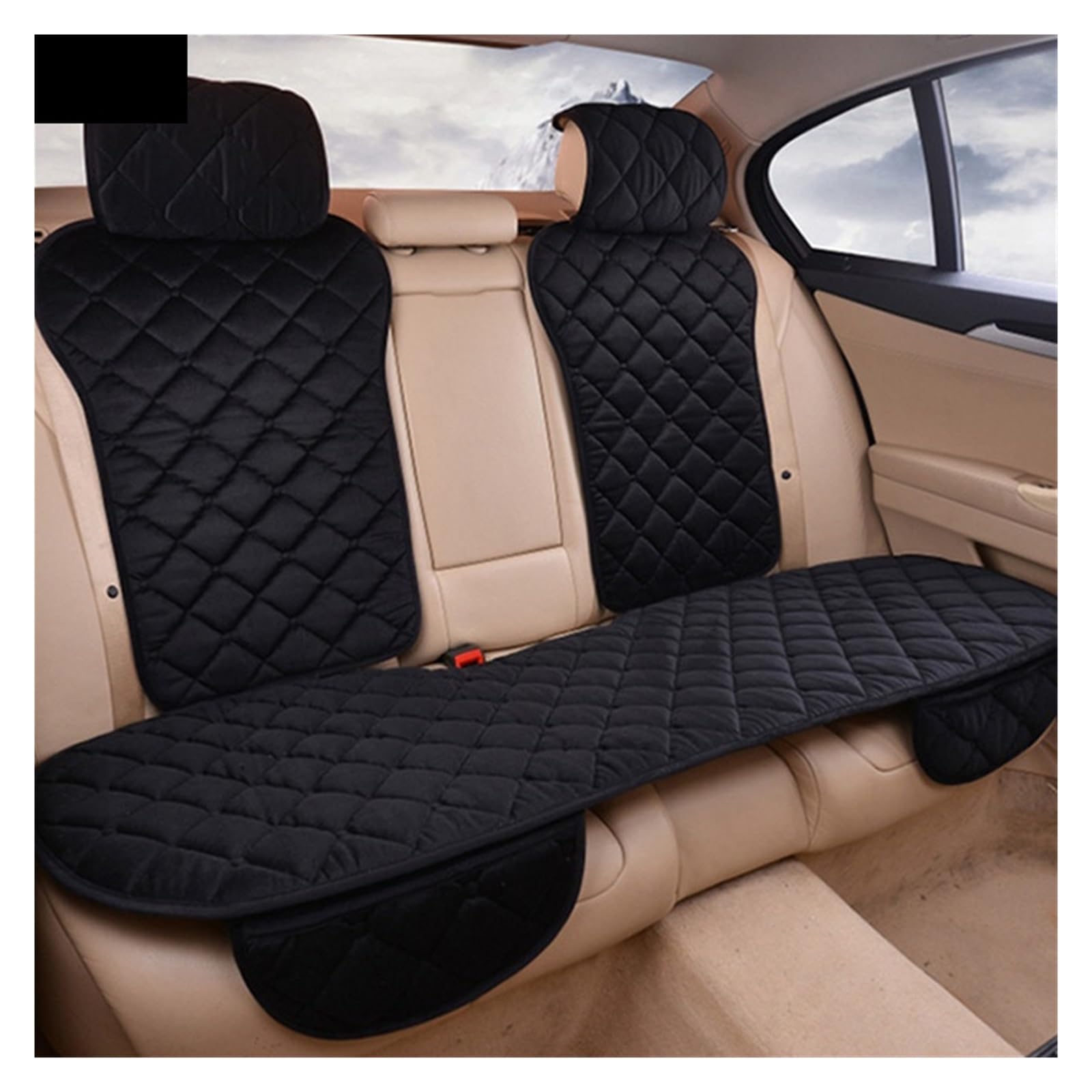 LADPZJNW Autositzbezüge Plüsch-Autositzkissen, universeller Sitzbezug, Autositzschutzmatte, Autobezüge für Einzelsitz vorne. Sitzbezügesets(Schwarz,1xRear Seat Covers) von LADPZJNW