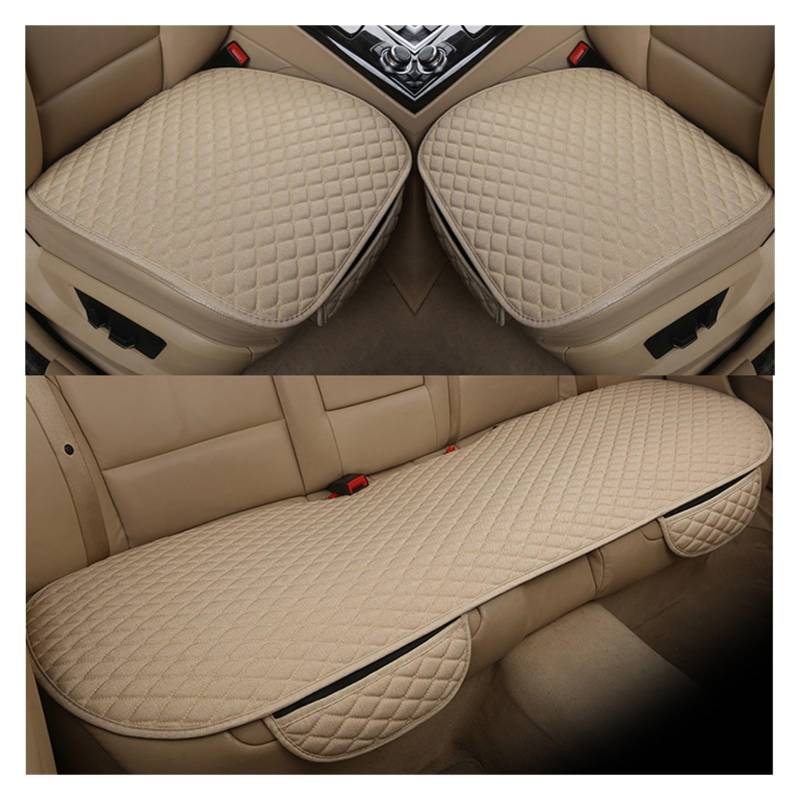 LADPZJNW Autositzbezüge Universal Autositzbezug Kissen vorne hinten Rücksitzbezug Autostuhl atmungsaktiver Schutz. Sitzbezügesets(Beige,Set of seat Covers) von LADPZJNW