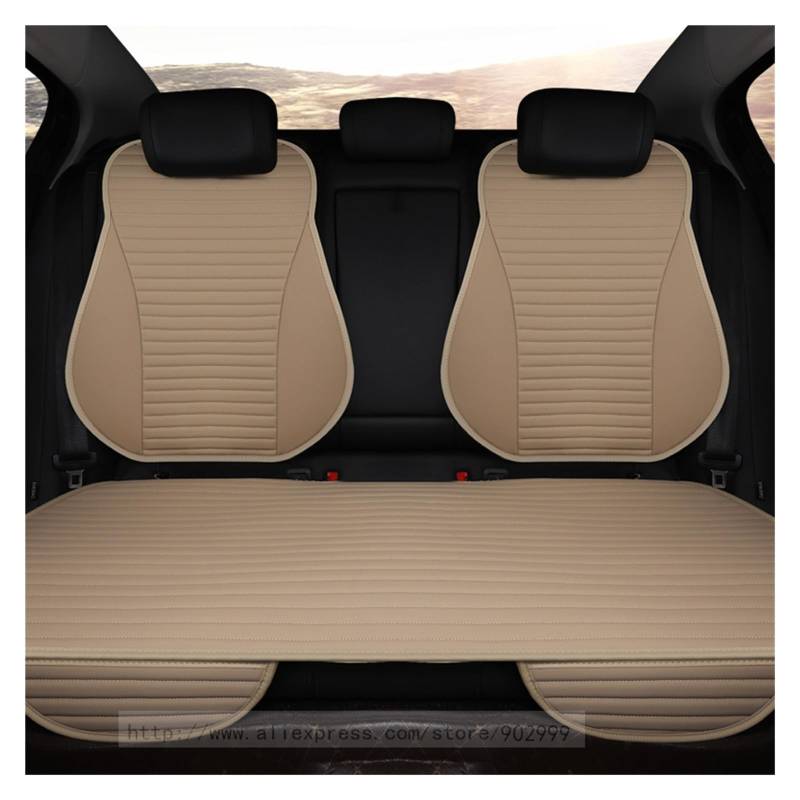 LADPZJNW Autositzbezüge Universelle Autositzbezüge, Pu-Leder, rutschfest, Wasser, leicht zu reinigen, Autositzkissen, Zubehör, Vier Jahreszeiten. Sitzbezügesets(Beige,1 x High Back Seat Covers) von LADPZJNW