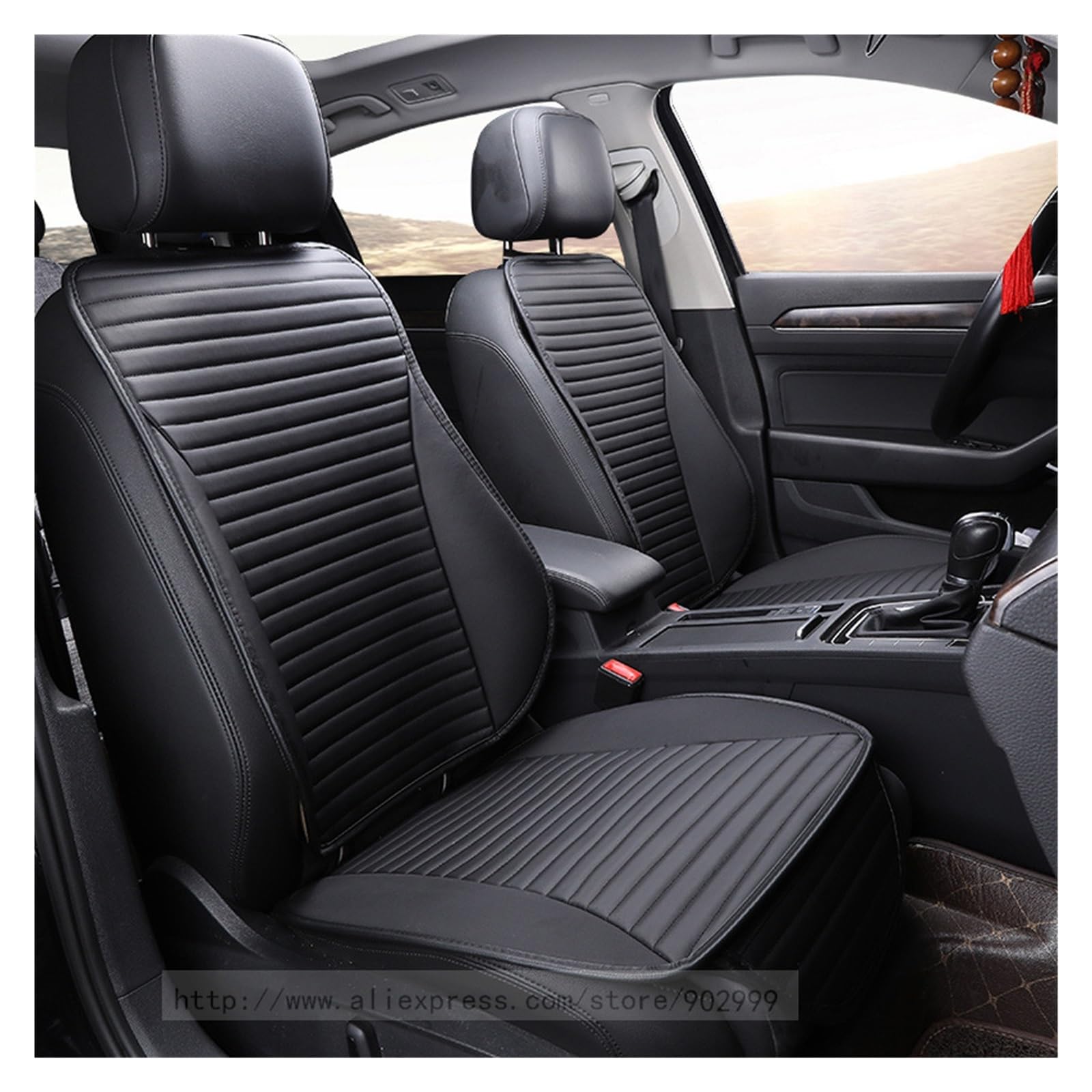 LADPZJNW Autositzbezüge Universelle Autositzbezüge, Pu-Leder, rutschfest, Wasser, leicht zu reinigen, Autositzkissen, Zubehör, Vier Jahreszeiten. Sitzbezügesets(Schwarz,1 PCS Rear Seat Covers) von LADPZJNW