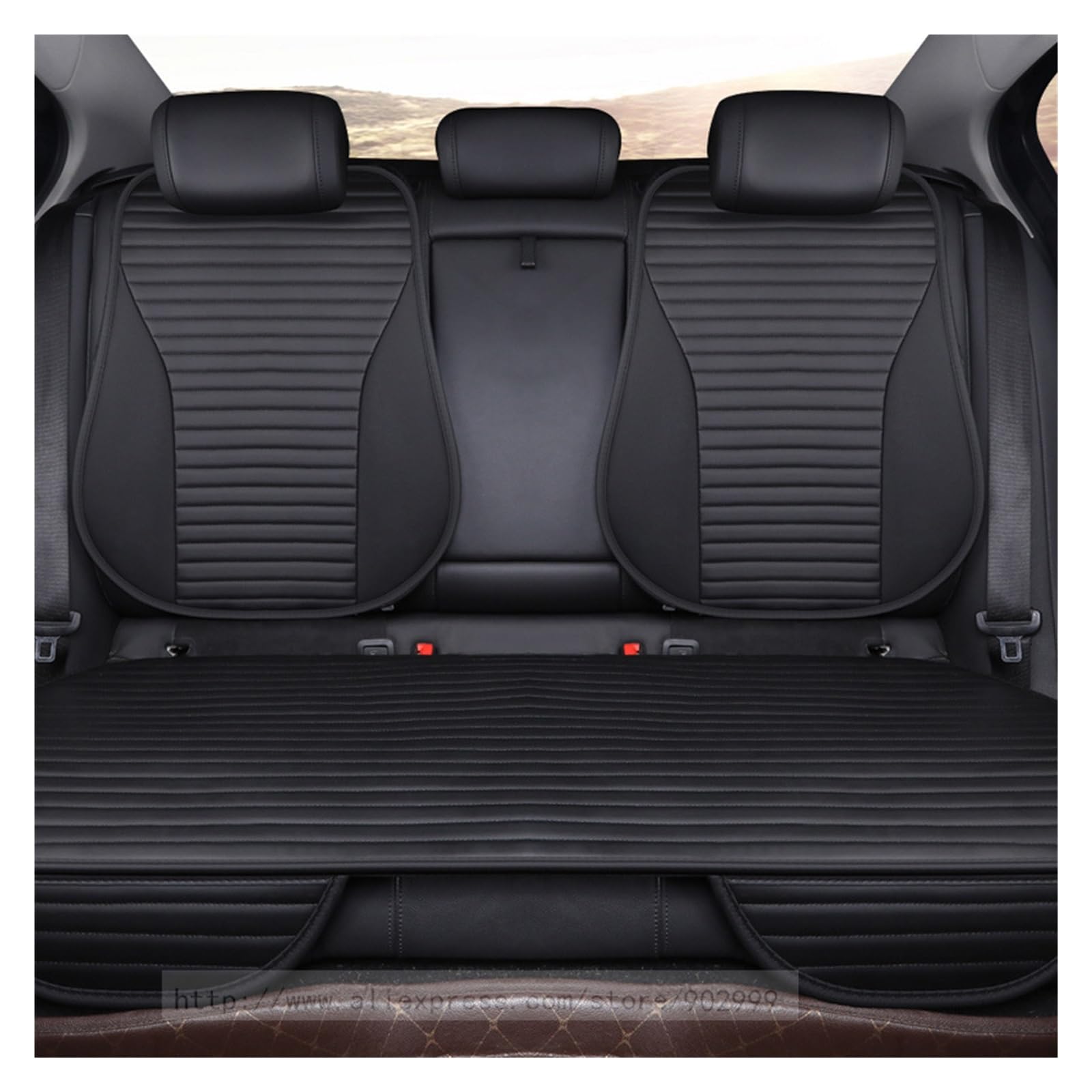 LADPZJNW Autositzbezüge Universelle Autositzbezüge, Pu-Leder, rutschfest, Wasser, leicht zu reinigen, Autositzkissen, Zubehör, Vier Jahreszeiten. Sitzbezügesets(Schwarz,1 x High Back Seat Covers) von LADPZJNW