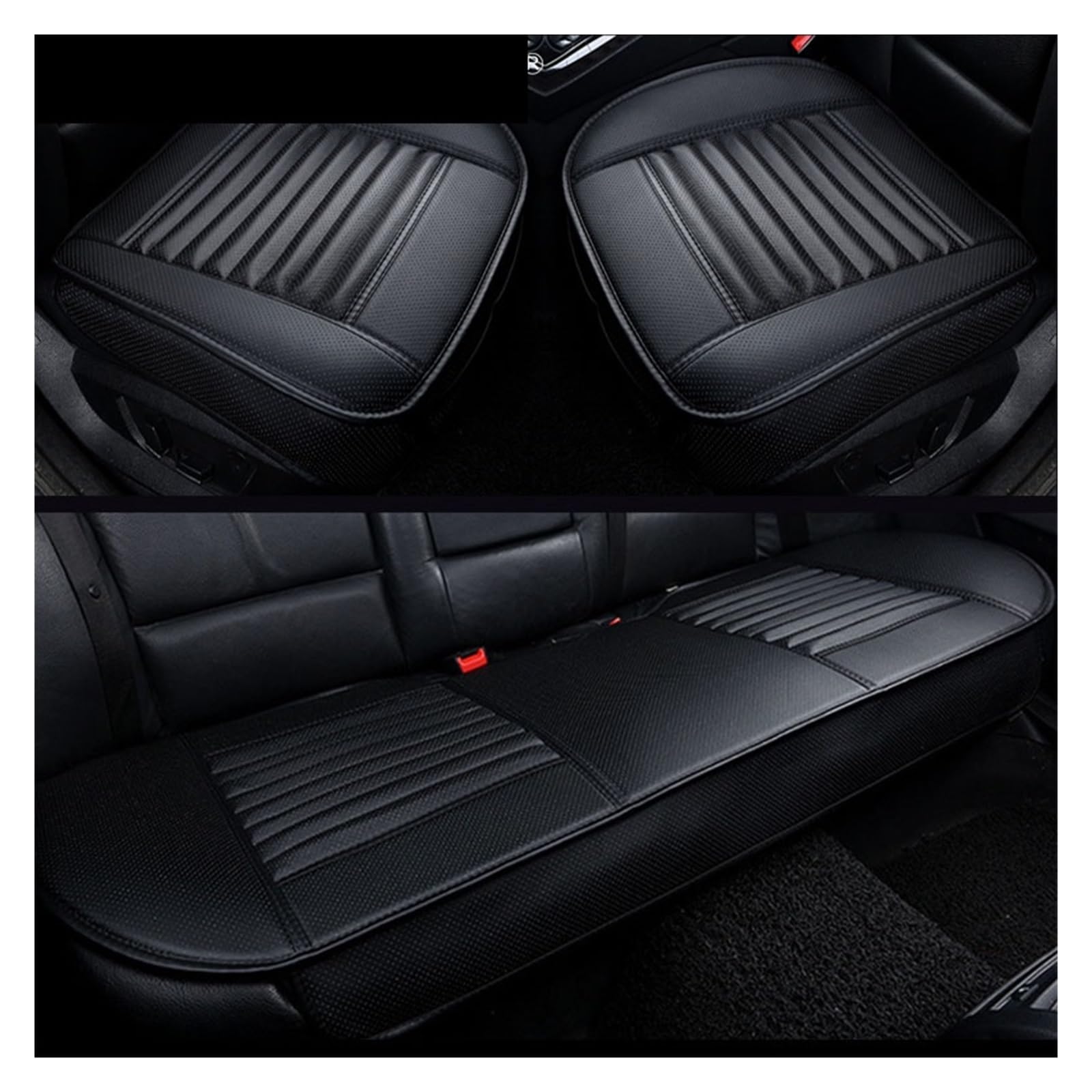 LADPZJNW Autositzbezüge Universeller Sitzbezug, Teppich, Leder, Autositzbezug, Innenraum, Autositzbezug, Kissen, Vier Jahreszeiten, Schutzmatte. Sitzbezügesets(Schwarz,Set of seat Covers) von LADPZJNW