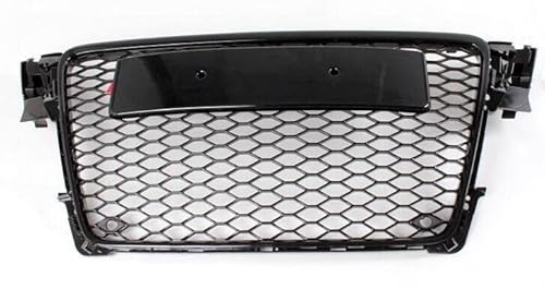 LADPZJNW Autositzbezüge Vorderer Racing-Grill, Waben-Stoßfänger, Motorgitterschutz Für A4 Für B8 Für S4 Für S-Line 2009-2012 Sitzbezügesets(Black Chrome Logo) von LADPZJNW