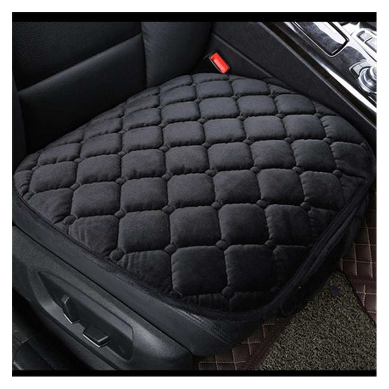 LADPZJNW Autositzbezüge Winter-Autositzbezug-Kissen, universelle Vorder- und Rücksitzbezüge, Auto-Stuhl-Pad, warm. Sitzbezügesets(Schwarz) von LADPZJNW