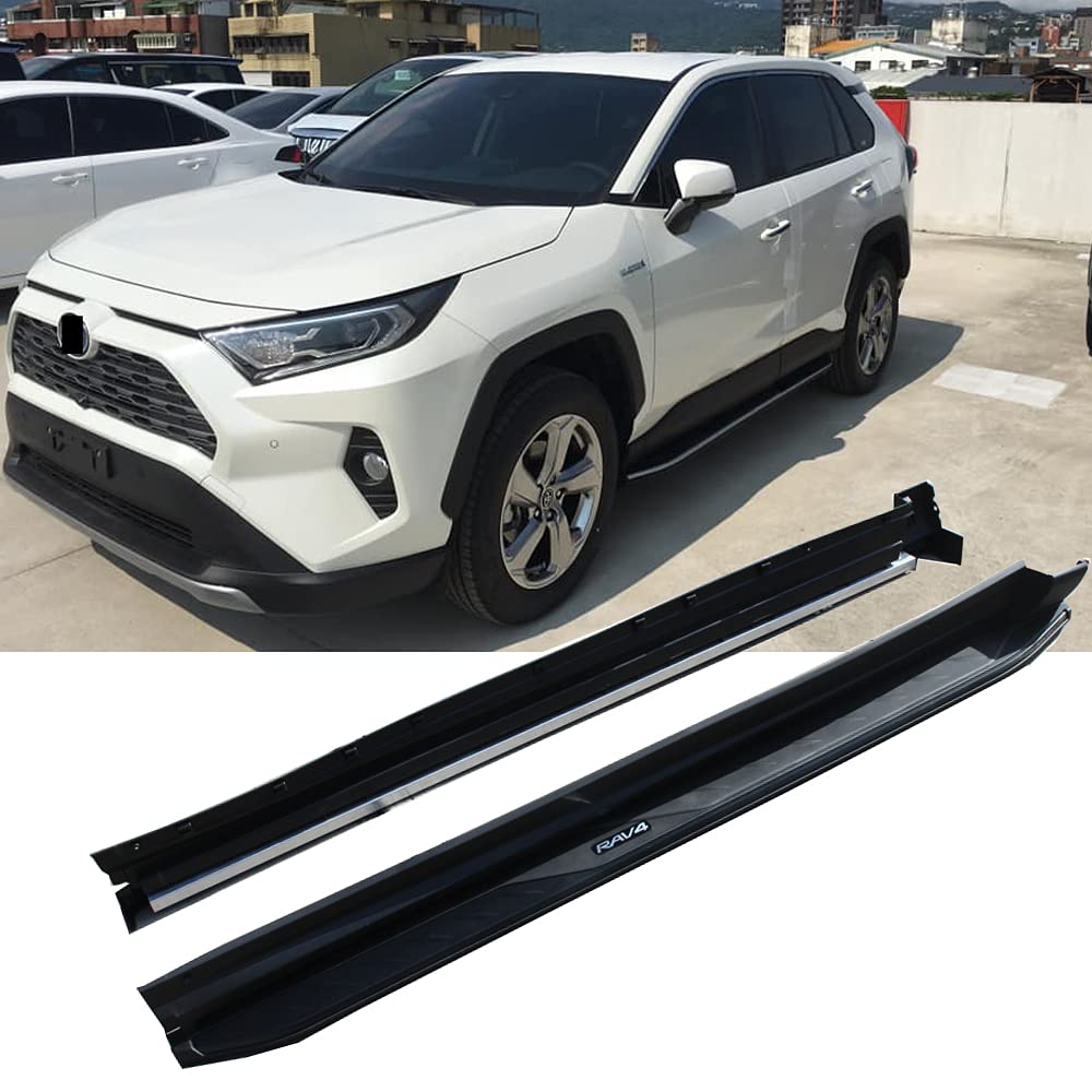 Komplett schwarz für Toyota RAV4 2019 2020 2021+ Trittbrett Seitenstufe Nerf Bar Protect Pedale 2 Stück von LAFENG