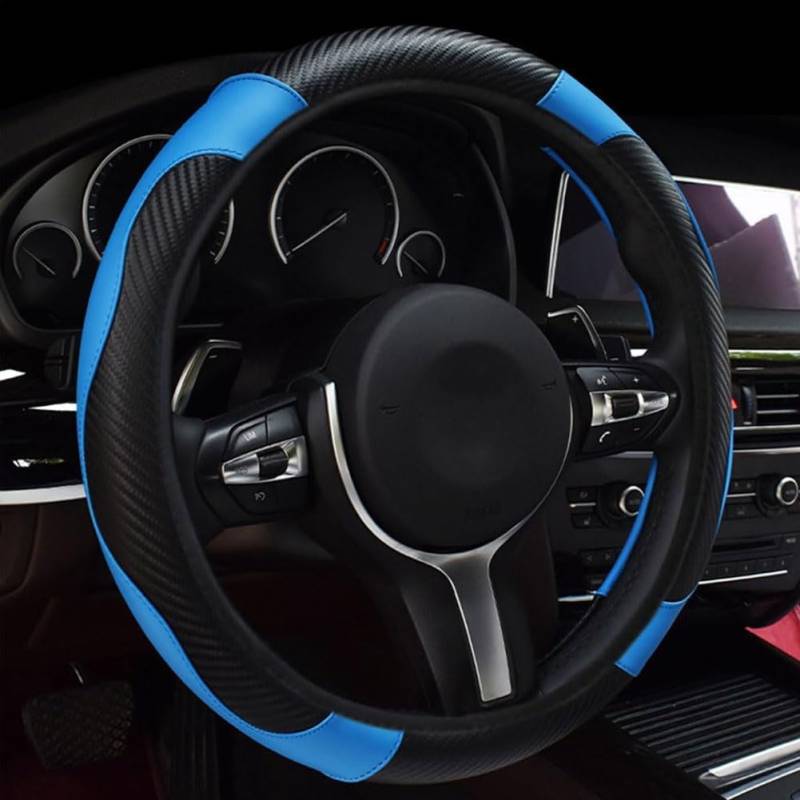 Auto Lenkradbezug für Mercedes Benz CLA 250 CLA 35 CLA 45 2020-2022, Pu-Leder LenkradhüLlen rutschfest Atmungsaktive Lenkradschoner Intern Dekoration ZubehöR,D/Blue von LAFENI