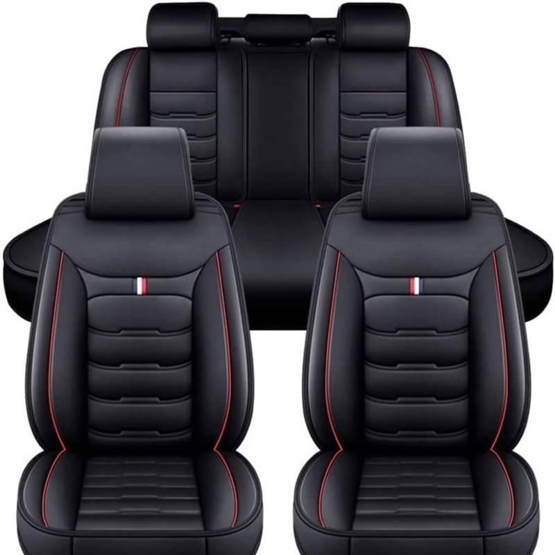 LAFENI Auto Sitzbezüge Sets für Hyundai Equus Genesis Kona 2000-2024, Schonbezüge Sitzbezug Autositzbezüge Autositzschoner Wasserdicht Atmungsaktive Zubehör,E/Black-red von LAFENI