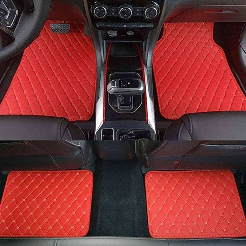 Customize Auto Fußmatten für Audi A3 Cabrio 8V 2013 2014 2015 2016 2017 2018 2019 2020, Premium Leder Allwetter Vorn Hinten Wasserdicht Anti Rutsch Schmutzmatte,- Red von LAGNY