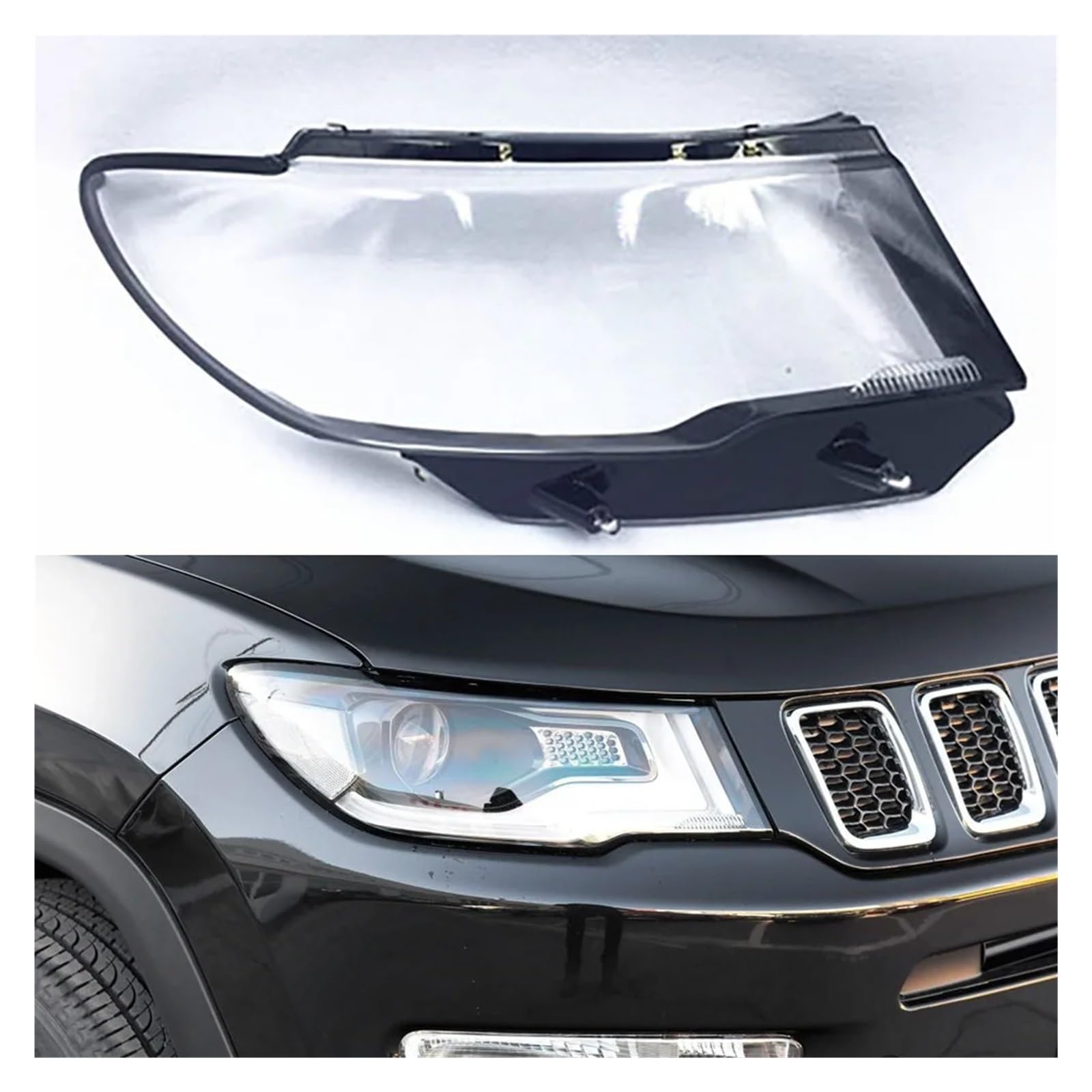 Auto Front Scheinwerfer Objektiv Auto Shell Transparent Lampenschirm Kompatibel for Jeep Compass 2017 2018 2019 Scheinwerfer Abdeckung Kopf Lampe ersatz(Right) von LAINGJINGMEI